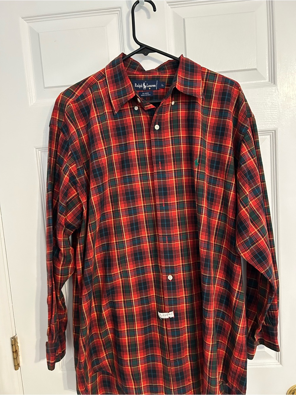 Vintage Ralph Lauren Blaire Red and Green Plaid Long-Sleeve Button-Down Shirt